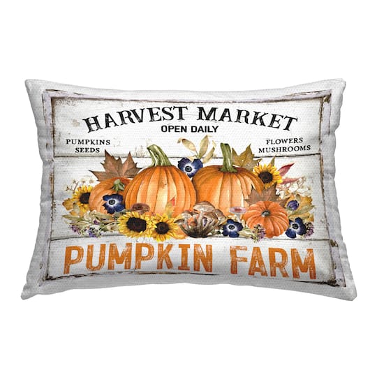 Stupell Industries Pumpkin Farm with Sunflowers Outdoor Printed Pillow